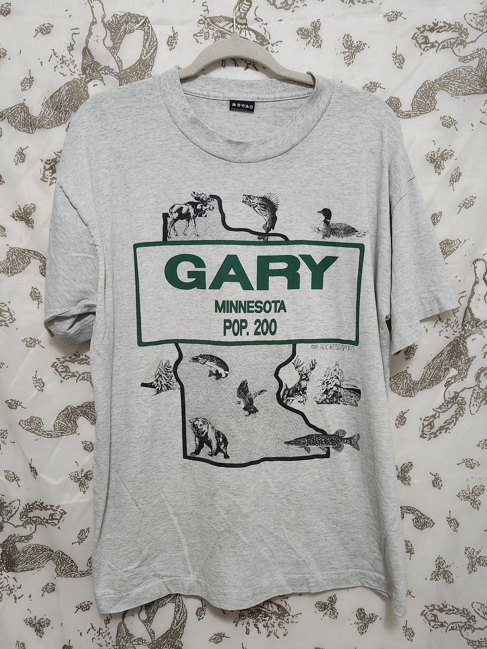 Vintage Gray Tee with Green "GARY Minnesota" Graphic